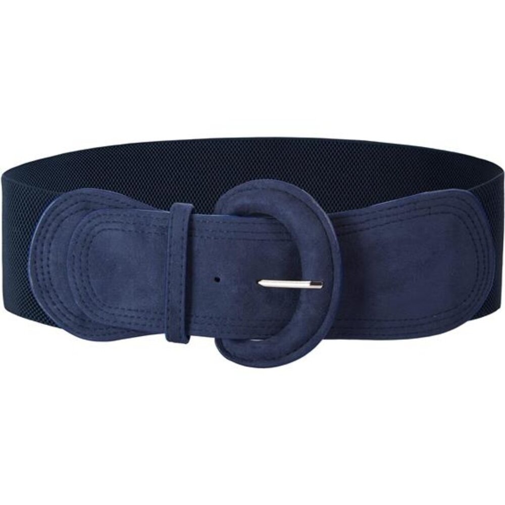 Womens Wide Elastic Belt Faux Suede Stretchy Waist Cincher Vintage Chunky Buckle